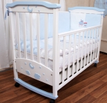 Детская кроватка Верес Соня ЛД 2 с апликацией бело-голубая